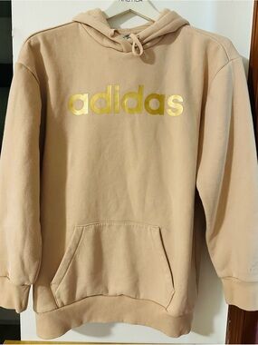 adidas Halo Blush Pink Hoodie with Metallic Gold Logo